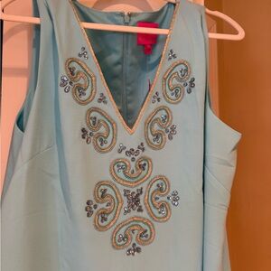 Lilly Pulitzer Light Blue Dress with Gold and Silver Embellishments